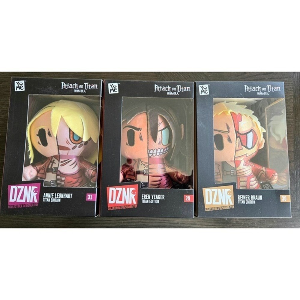 Lot of 3, DNZR Attack‎ on Titan Edition Plush, Annie, Eren, Reiner